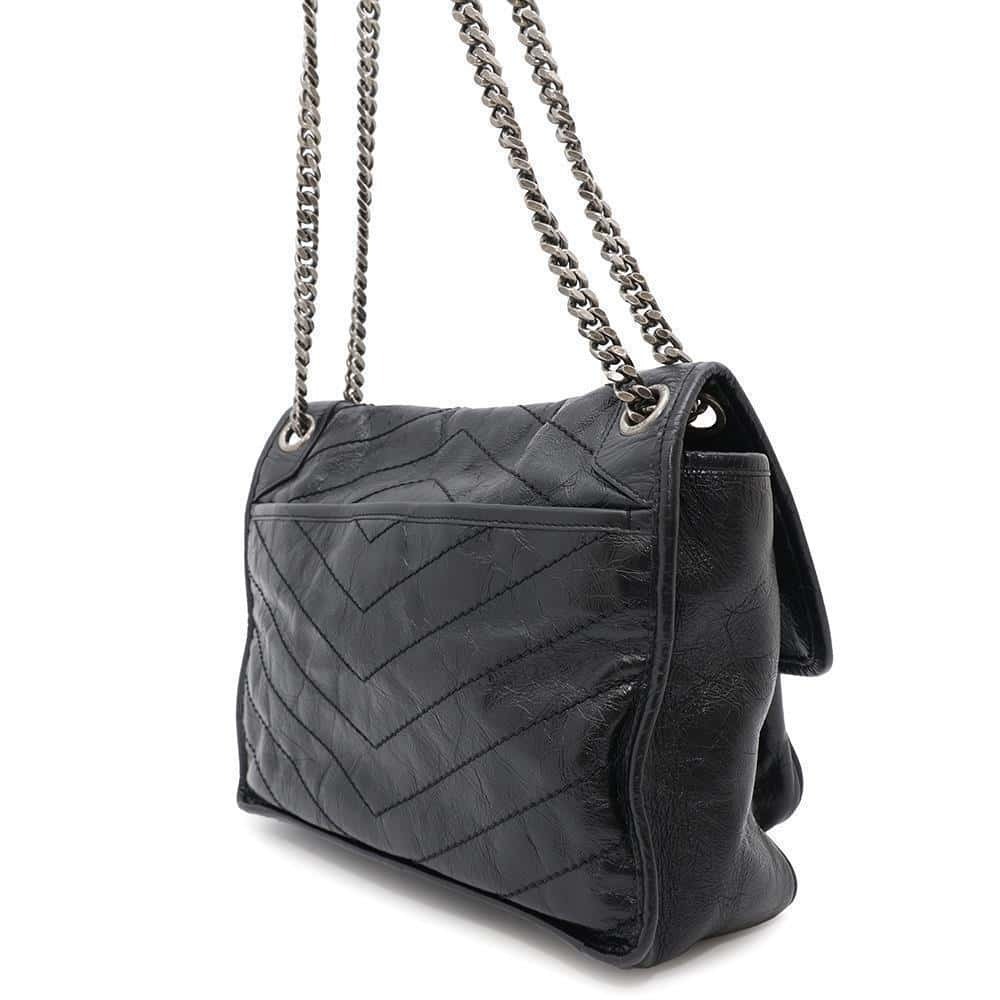 Saint Laurent Leather Chain Paris Black Calf Shoulder Niki Bag